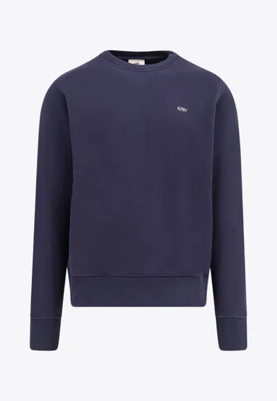 Autry Logo-embroidered Crewneck Sweatshirt In Blue