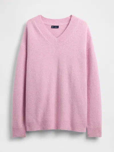 Gap Cashsoft Oversized V-neck Sweater In Pink