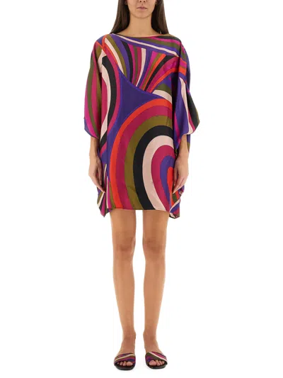 Pucci Iris Print Silk Short Kaftan Clothing In Multi