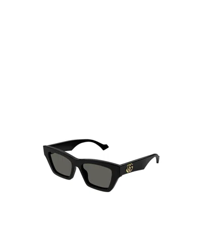 Gucci Gg1753s Linea Emblem 001 Black Grey Sunglasses In Black