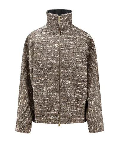 Darkpark Celine Boucle Aviator Bomber Coat In Multi