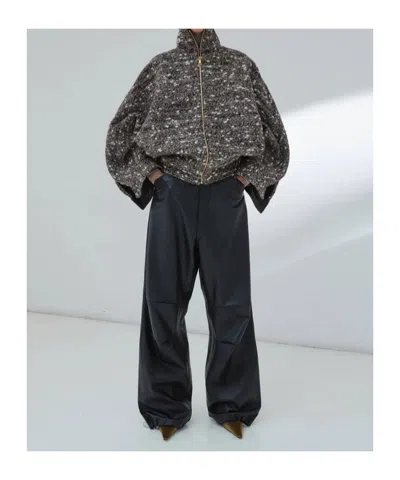 Darkpark Celine Boucle Aviator Bomber Coat In Multi