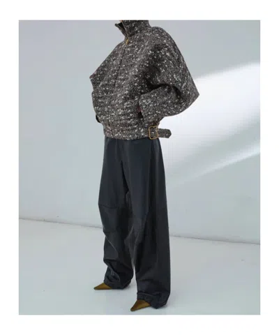 Darkpark Celine Boucle Aviator Bomber Coat In Multi