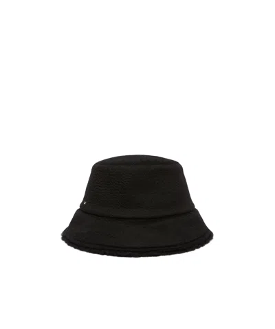 Max Mara Reversible Camel And Teddy Fabric Cloche Hat In Black