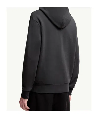 Moncler Star Logo Patch Cotton Hoodie In Black