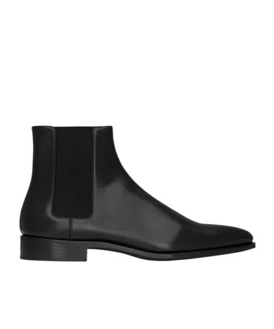 Saint Laurent Adrien Box Leather Chelsea Boots In Black