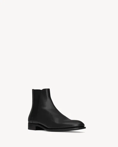 Saint Laurent Adrien Box Leather Chelsea Boots In Black
