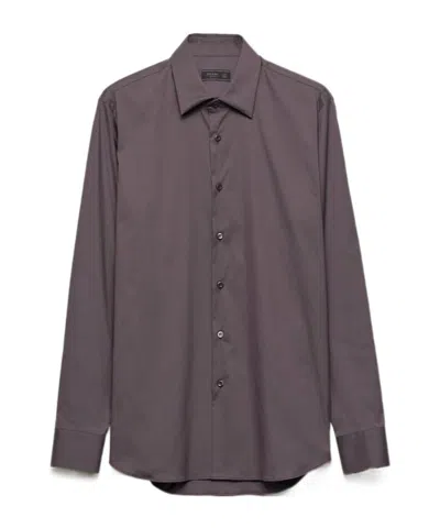 Prada Stretch Cotton Shirt In Gray