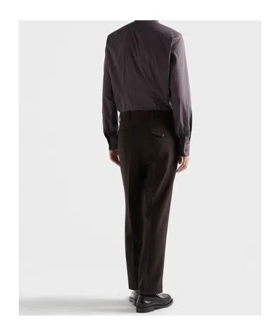 Prada Stretch Cotton Shirt In Gray