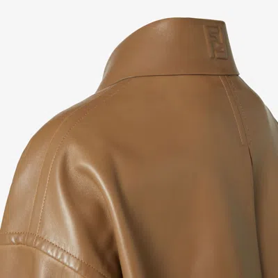 Fendi Light Brown Nappa Leather Trench Coat In Brown