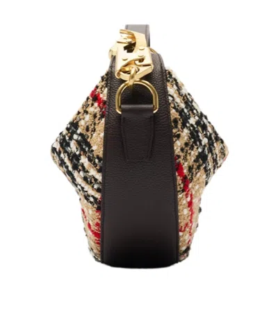 Burberry Knight Arc Boucle Check Shoulder Bag In Brown