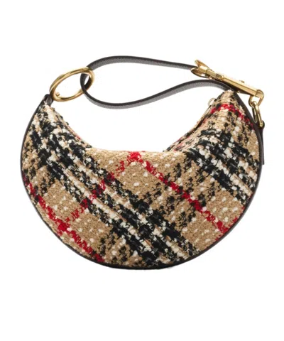 Burberry Knight Arc Boucle Check Shoulder Bag In Brown
