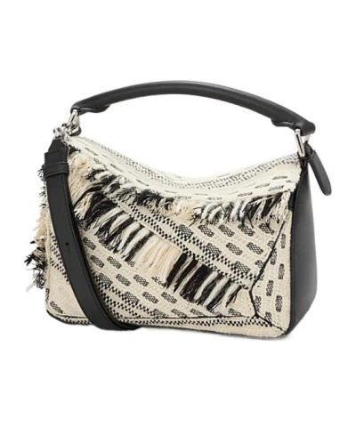 Loewe X Albers Puzzle Small Fringe Shoulder Bag In Woven Textile In Multi