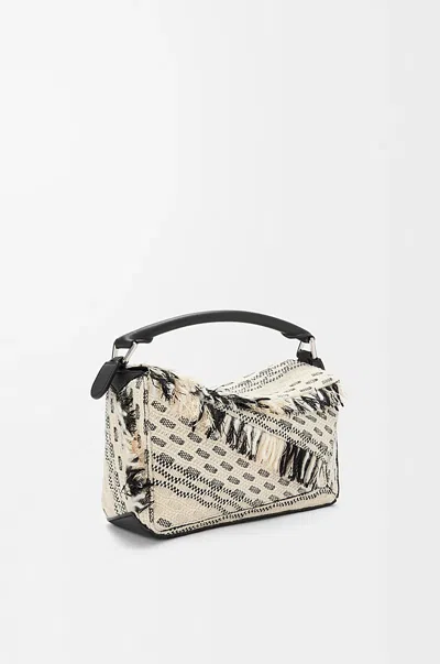 Loewe X Albers Puzzle Small Fringe Shoulder Bag In Woven Textile In Multi