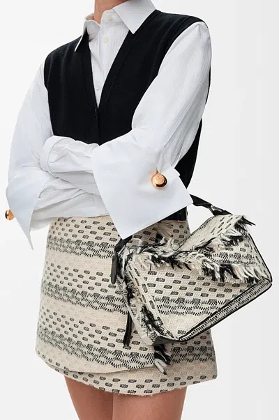 Loewe X Albers Puzzle Small Fringe Shoulder Bag In Woven Textile In Multi