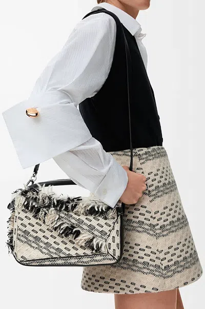 Loewe X Albers Puzzle Small Fringe Shoulder Bag In Woven Textile In Multi