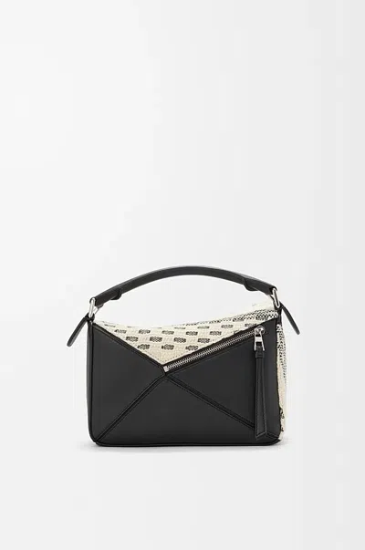 Loewe X Albers Puzzle Small Fringe Shoulder Bag In Woven Textile In Multi