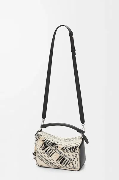 Loewe X Albers Puzzle Small Fringe Shoulder Bag In Woven Textile In Multi