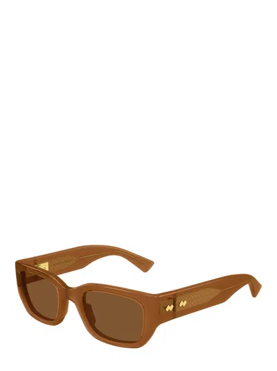 Bottega Veneta Eyewear Intrecciato Square Sunglasses In Brown