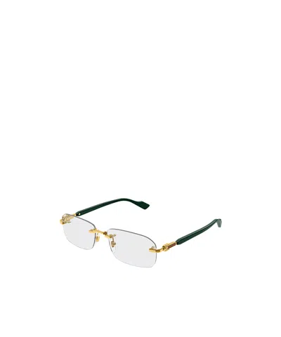 Gucci Eyewear Rectangle Frame Glasses In Gold