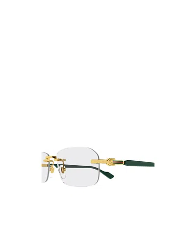 Gucci Eyewear Rectangle Frame Glasses In Gold