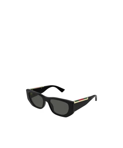 Gucci Subtle Web 53mm Geometric Acetate Sunglasses In Black