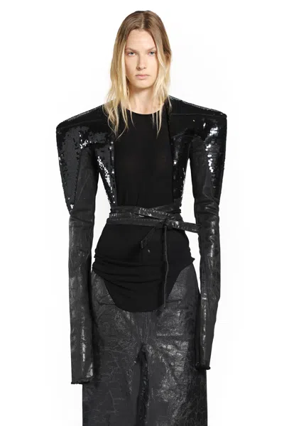 Rick Owens Sequin-embellished Denim Jacket In Black