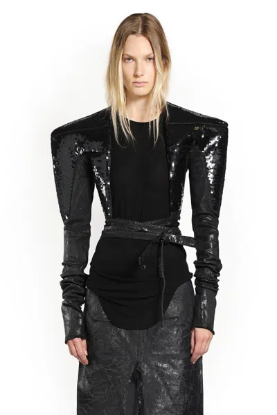 Rick Owens Sequin-embellished Denim Jacket In Black