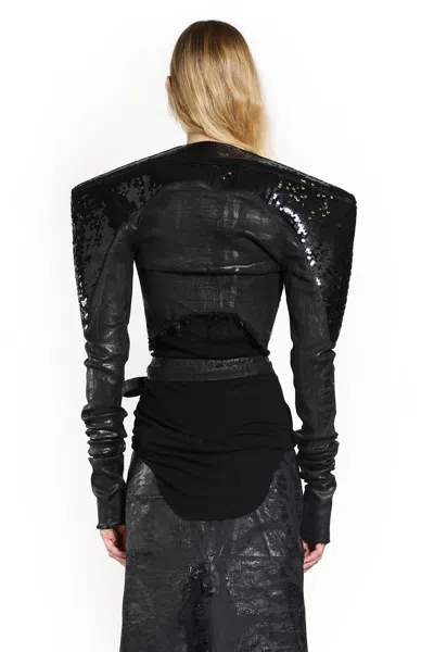 Rick Owens Sequin-embellished Denim Jacket In Black