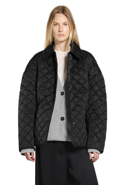 Totême Quilted Jacket Collared Neck Long Sleeves In Black