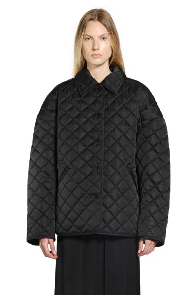Totême Quilted Jacket Collared Neck Long Sleeves In Black