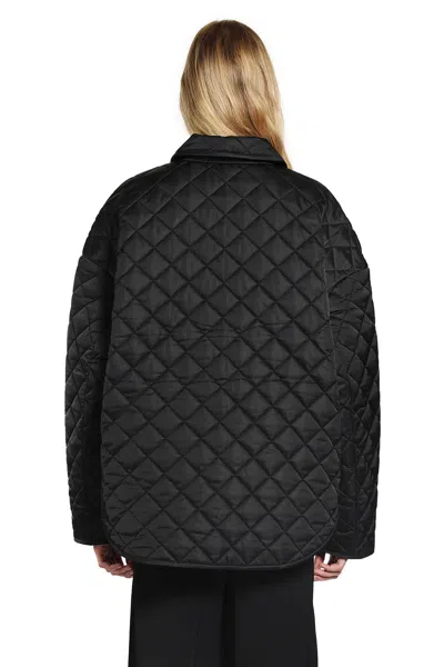 Totême Quilted Jacket Collared Neck Long Sleeves In Black