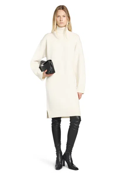 Totême Turtleneck Midi Knitted Dress In Neutral