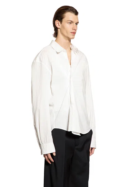 Ann Demeulemeester Isak Twisted Script Print Shirt In White
