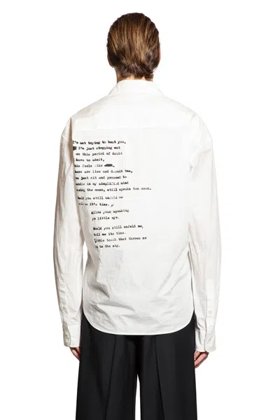 Ann Demeulemeester Isak Twisted Script Print Shirt In White