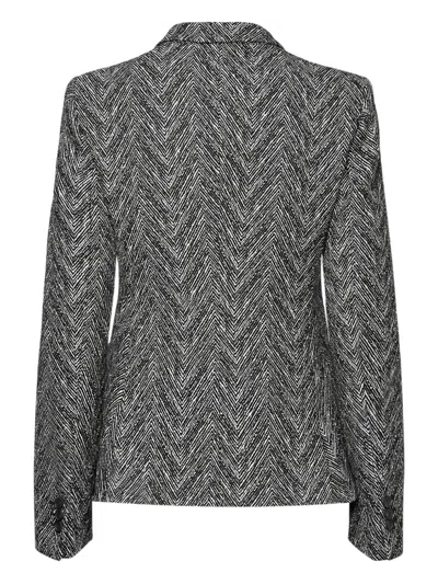 Hugo Boss Tailored Chevron Pattern Jacket With Long Sleeves In Gray