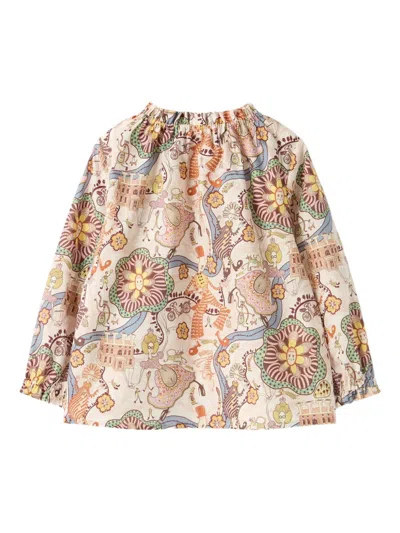 Il Gufo Ruffled Floral-print Blouse In Multi