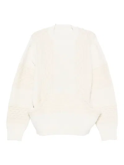 Sacai Cable-knit Panelled Sweater In Neutral