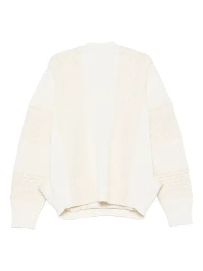 Sacai Cable-knit Panelled Sweater In Neutral