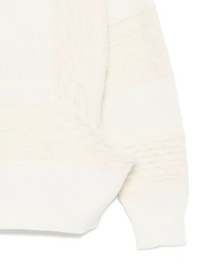 Sacai Cable-knit Panelled Sweater In Neutral