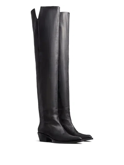 Khaite Clive 35 Leather Over-the-knee Boots In Black