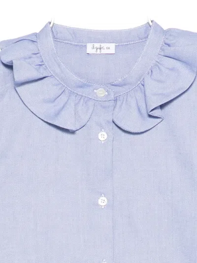 Il Gufo Ruffled-collar Blouse In Blue