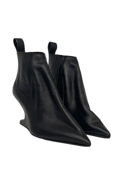 Rick Owens Ankle Boot With Pointed Toe And Sculptural Heel In Black