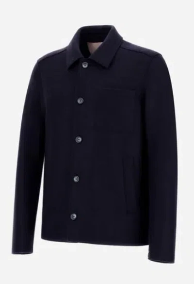 Herno Resort Shacket In Felted Wool In Blue