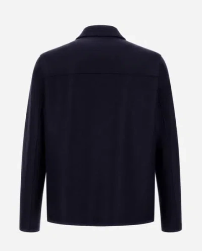 Herno Resort Shacket In Felted Wool In Blue