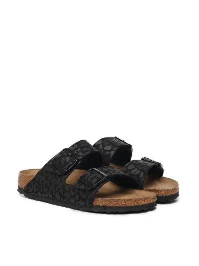 Birkenstock Arizona Sandals With Leopard Print In Black