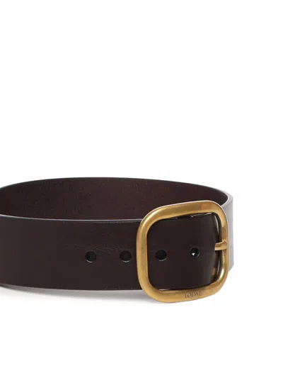 Loewe Soft Rounded Leather Belt In Brown