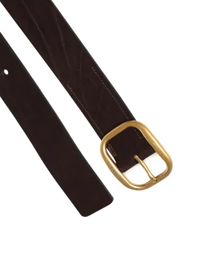 Loewe Soft Rounded Leather Belt In Brown