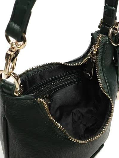V73 Zip-fastening Half-moon Shoulder Bag In Green