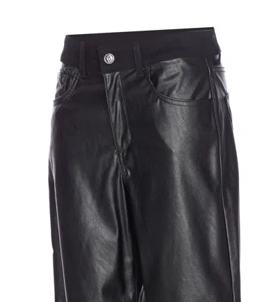 Liu •jo Wide Leg Faux Leather Trousers With Pockets In Black